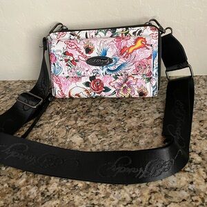 Ed Hardy Wide Strap Crossbody Wallet